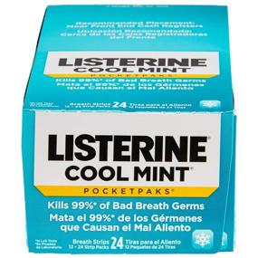 img 1 attached to 🍃 Освежайте дыхание в любое время и в любом месте с полосками для дыхания Listerine Cool Mint Pocketpaks - 576 полосок в удобной упаковке 24-24.