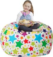 🐻 premium 38" cotton canvas stuffed animal storage bean bag cover - organize plush toys with star beanbag! logo
