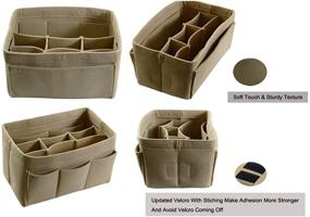 img 1 attached to 👜 Felt Fabric Handbag Organizer: Insert Purse Organizer with 12 Pockets, Structured Shaper in 4 Sizes