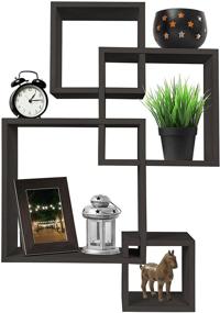 img 4 attached to 📚 Stylish and Functional: Greenco 4 Cube Intersecting Wall Mounted Floating Shelves in Espresso Finish