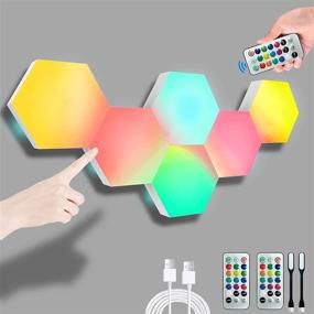 img 4 attached to 🔲 Hexagon Wall Lights: Touch-Sensitive RGB LED Lights with Remote, DIY Color-Changing Gaming Lights - Perfect Gift for Bedroom Decor (6 Packs)