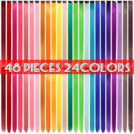 48-piece vibrant straight hair extensions: 21-inch rainbow multi-color clip-in synthetic long hairpiece 🌈 for parties, highlights, and gifts - colorful clip-in hair extensions for women, girls, and kids logo