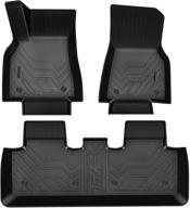 🚗 mirozo tpe all weather floor mats for tesla model y (2019-2021) - full set liners, black - enhanced all-season protection for 1st and 2nd row logo