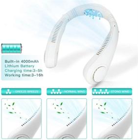 img 1 attached to 💨 Bladeless Portable Neck Fan, Hands-Free Personal Cooling System Necklace – 4000 mAh USB Rechargeable, Wearable Personal Fan