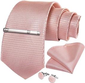 img 4 attached to DiBanGu Wedding Tie Accessory Set: Necktie, Pocket Square, Cufflink