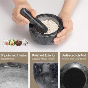 img 1 attached to 🔲 Small Tera Mortar and Pestle Set: Solid Marble Grinder for Spices, Herbs, and Pills - Black