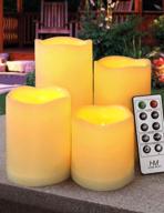 🕯️ set of 4 waterproof outdoor pillar candles with timer - battery operated led pillar candles with remote control, 3x3 3x4 3x5 3x6 inches - plastic flickering flameless pillar candles, unscented for outside use | home most логотип