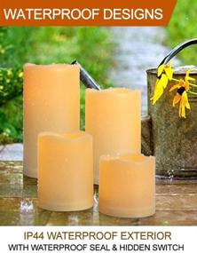 img 3 attached to 🕯️ Set of 4 Waterproof Outdoor Pillar Candles with Timer - Battery Operated LED Pillar Candles with Remote Control, 3x3 3x4 3x5 3x6 inches - Plastic Flickering Flameless Pillar Candles, Unscented for Outside Use | HOME MOST