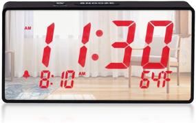 img 4 attached to Bedroom Digital Alarm Clock with Mirror Surface, LED Display, 12/24Hr Format, Adjustable Brightness, Alarm Volume, Snooze, Sleep Timer (Red)
