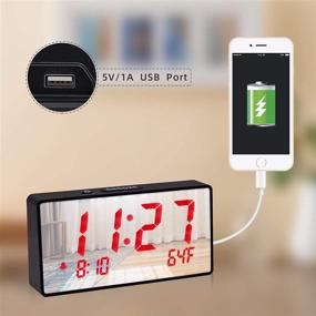 img 2 attached to Bedroom Digital Alarm Clock with Mirror Surface, LED Display, 12/24Hr Format, Adjustable Brightness, Alarm Volume, Snooze, Sleep Timer (Red)
