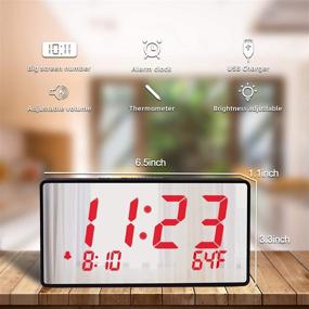 img 3 attached to Bedroom Digital Alarm Clock with Mirror Surface, LED Display, 12/24Hr Format, Adjustable Brightness, Alarm Volume, Snooze, Sleep Timer (Red)