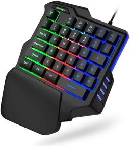 img 4 attached to 🎮 Enhance Your Gaming Experience with the One Hand RGB Gaming Keyboard: USB Wired Rainbow Letters Glow Single Hand Keyboard with Wrist Rest Support, Backlit Ergonomic Mechanical Feeling Keyboard for Game – Discover the Ultimate Gaming Advantage!