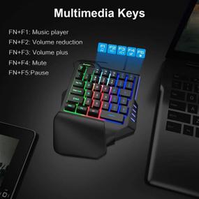 img 2 attached to 🎮 Enhance Your Gaming Experience with the One Hand RGB Gaming Keyboard: USB Wired Rainbow Letters Glow Single Hand Keyboard with Wrist Rest Support, Backlit Ergonomic Mechanical Feeling Keyboard for Game – Discover the Ultimate Gaming Advantage!
