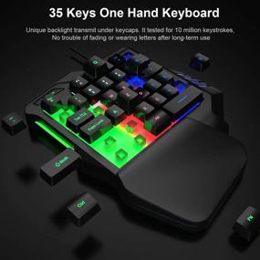 img 3 attached to 🎮 Enhance Your Gaming Experience with the One Hand RGB Gaming Keyboard: USB Wired Rainbow Letters Glow Single Hand Keyboard with Wrist Rest Support, Backlit Ergonomic Mechanical Feeling Keyboard for Game – Discover the Ultimate Gaming Advantage!