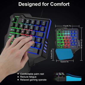 img 1 attached to 🎮 Enhance Your Gaming Experience with the One Hand RGB Gaming Keyboard: USB Wired Rainbow Letters Glow Single Hand Keyboard with Wrist Rest Support, Backlit Ergonomic Mechanical Feeling Keyboard for Game – Discover the Ultimate Gaming Advantage!