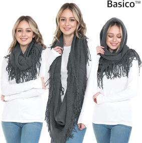 img 1 attached to Basico Winter Infinity Tassels G Black Women's Accessories and Scarves & Wraps