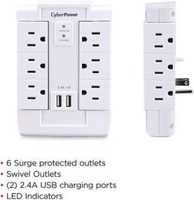img 1 attached to CyberPower CSP600WSURC2 Surge Protector: 6 Outlet Wall Tap with USB Charging Ports - 1200J/125V
