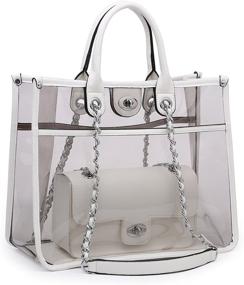 img 4 attached to Versatile and Stylish: Large Clear Tote Bag Set with Top Handle and Turn Lock Closure – PVC Shoulder Bag for Fashionable Convenience