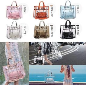 img 2 attached to Versatile and Stylish: Large Clear Tote Bag Set with Top Handle and Turn Lock Closure – PVC Shoulder Bag for Fashionable Convenience
