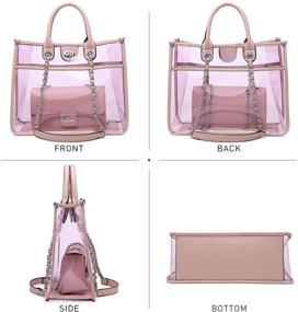 img 1 attached to Versatile and Stylish: Large Clear Tote Bag Set with Top Handle and Turn Lock Closure – PVC Shoulder Bag for Fashionable Convenience