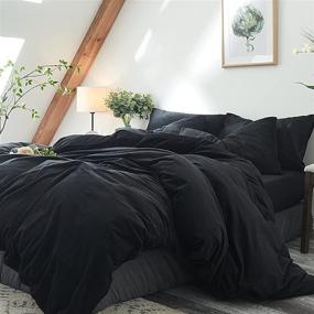 img 4 attached to 🛏️ King Size (104x90 inches) Fityou Black Duvet Cover Set - Ultra Soft Microfiber, Zipper Closure, 3 Pc Comforter Cover Including 1 Duvet Cover & 2 Pillow Shams, Corner Ties