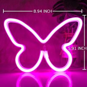 img 3 attached to LED Neon Signs for Bedroom - Pink Butterfly Lights for Wedding, Christmas Party, Kids Room - USB or Battery Powered - Neon Wall Signs for Girls