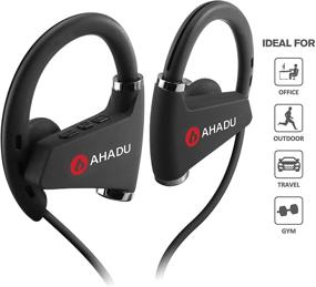 img 4 attached to 🎧 Беспроводные наушники AHADU AHBT-102 Bluetooth 2019 с улучшенными возможностями, самым долгим временем работы аккумулятора, лучшей шумоизоляцией и встроенным микрофоном для занятий в спортзале, бега и тренировок, до 16 часов автономной работы