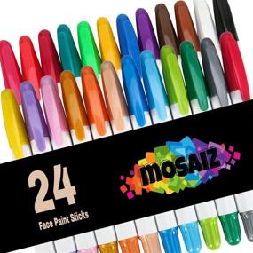 img 4 attached to 🎨 Mosaiz 24-Color Face Paint Kit for Kids - Washable Crayons for Clown or Halloween Makeup - Water-Based Makeup and Body Paint