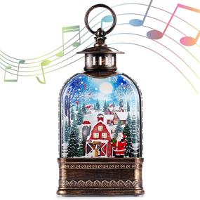 img 3 attached to 🎅 Christmas Snow Globe Water Lantern - 11 Inch Musical Xmas Water Globe with Timer - Glittering Church Lantern - Santa Claus Gifts in Snow Village
