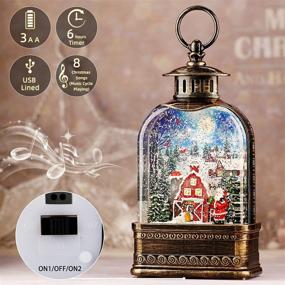 img 2 attached to 🎅 Christmas Snow Globe Water Lantern - 11 Inch Musical Xmas Water Globe with Timer - Glittering Church Lantern - Santa Claus Gifts in Snow Village