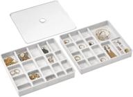 mdesign stackable plastic jewelry storage box - 2 trays w/ lid for drawer, dresser, vanity - holds necklaces, bracelets, rings, earrings - 3 pieces logo