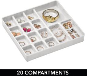 img 1 attached to mDesign Stackable Plastic Jewelry Storage Box - 2 Trays w/ Lid for Drawer, Dresser, Vanity - Holds Necklaces, Bracelets, Rings, Earrings - 3 Pieces
