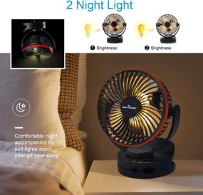 img 2 attached to 🔋 KEYNICE Rechargeable Clip Fan: Portable, Versatile 4-Speeds Stroller Fan with Night Light - Perfect for Camping, Emergencies, Desktop, and More!