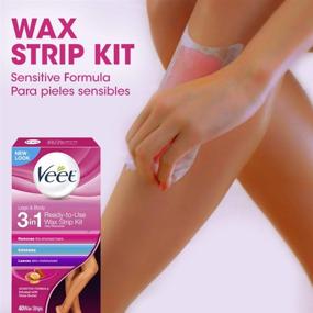 img 2 attached to 🪒 Veet Sensitive Formula Leg & Body Hair Removal Kit - Ready-to-Use Cold Wax Strips, Shea Butter & Acai Fragrance - 40 Count, Pack of 2