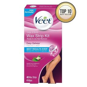 img 3 attached to 🪒 Veet Sensitive Formula Leg & Body Hair Removal Kit - Ready-to-Use Cold Wax Strips, Shea Butter & Acai Fragrance - 40 Count, Pack of 2