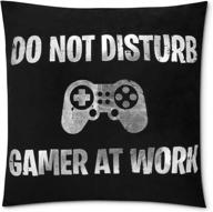 🎮 hilarious do not disturb gamer at work cushion cover – perfect present for gaming enthusiasts! logo