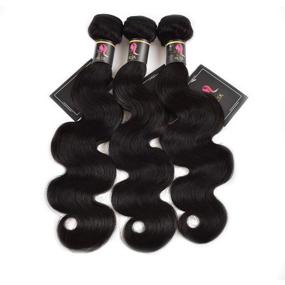 img 2 attached to 🔥 HLSK Brazilian Virgin Hair Body Wave 3 Bundles Remy Human Hair - Unprocessed and 100% Genuine Remy Human Hair Weave (16 18 20)