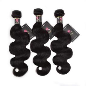 img 4 attached to 🔥 HLSK Brazilian Virgin Hair Body Wave 3 Bundles Remy Human Hair - Unprocessed and 100% Genuine Remy Human Hair Weave (16 18 20)