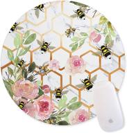 🐝 white marble plaid rose gold flower mouse pad with watercolor bee collection honey art design - ideal for office desktop decoration and enhanced mouse performance logo