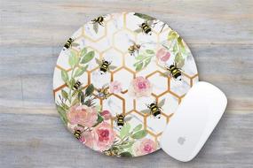img 3 attached to 🐝 White Marble Plaid Rose Gold Flower Mouse Pad with Watercolor Bee Collection Honey Art Design - Ideal for Office Desktop Decoration and Enhanced Mouse Performance