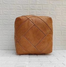 img 3 attached to 🪑 D.Art Group Moroccan Pouf: Genuine Goatskin Leather, Bohemian Living Room Decor, Hassock & Ottoman Footstool, Square & Large Ottoman Pouf (Unstuffed)