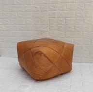 🪑 d.art group moroccan pouf: genuine goatskin leather, bohemian living room decor, hassock & ottoman footstool, square & large ottoman pouf (unstuffed) logo