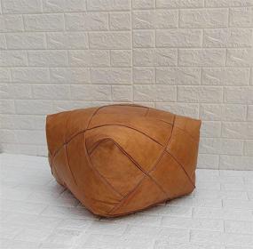 img 4 attached to 🪑 D.Art Group Moroccan Pouf: Genuine Goatskin Leather, Bohemian Living Room Decor, Hassock & Ottoman Footstool, Square & Large Ottoman Pouf (Unstuffed)