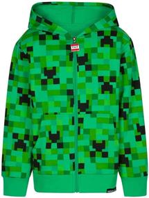 img 2 attached to 👾 Green Creeper Zip-Up Hooded Sweatshirt for Boys and Teens Ages 4-18 - Minecraft Boy's Hoodie