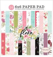 🌸 vibrant floral 6x6 pad: carta bella paper company flora no.3 - teal, pink, purple, green, blue logo