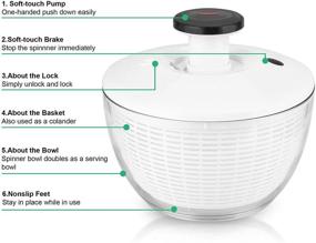 img 1 attached to ENLOY Salad Spinner with One-Hand Pump Operation - Large 6.2 Quart Washer and Dryer for Fruits, Vegetables - Compact Storage Strainer Ideal for Washing & Drying Leafy Greens