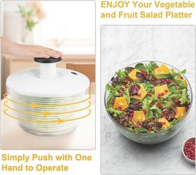 img 2 attached to ENLOY Salad Spinner with One-Hand Pump Operation - Large 6.2 Quart Washer and Dryer for Fruits, Vegetables - Compact Storage Strainer Ideal for Washing & Drying Leafy Greens