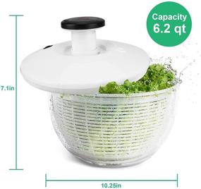 img 3 attached to ENLOY Salad Spinner with One-Hand Pump Operation - Large 6.2 Quart Washer and Dryer for Fruits, Vegetables - Compact Storage Strainer Ideal for Washing & Drying Leafy Greens