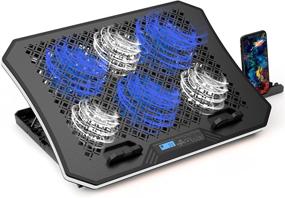 img 4 attached to 💻 AICHESON Laptop Cooler Pad: 6 Cooling Fans, Adjustable Stand, Blue LED Lights, USB Powered Chill Mat for 15-17.3 inch Laptops
