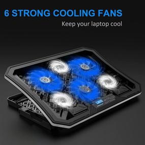 img 3 attached to 💻 AICHESON Laptop Cooler Pad: 6 Cooling Fans, Adjustable Stand, Blue LED Lights, USB Powered Chill Mat for 15-17.3 inch Laptops